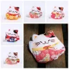 maneki neko – porte monnaie de style japonais rétro, impression de fleurs, fermeture éclair, pochette chat porte bonheur, portefeuilles en pu, porte carte pour femmes