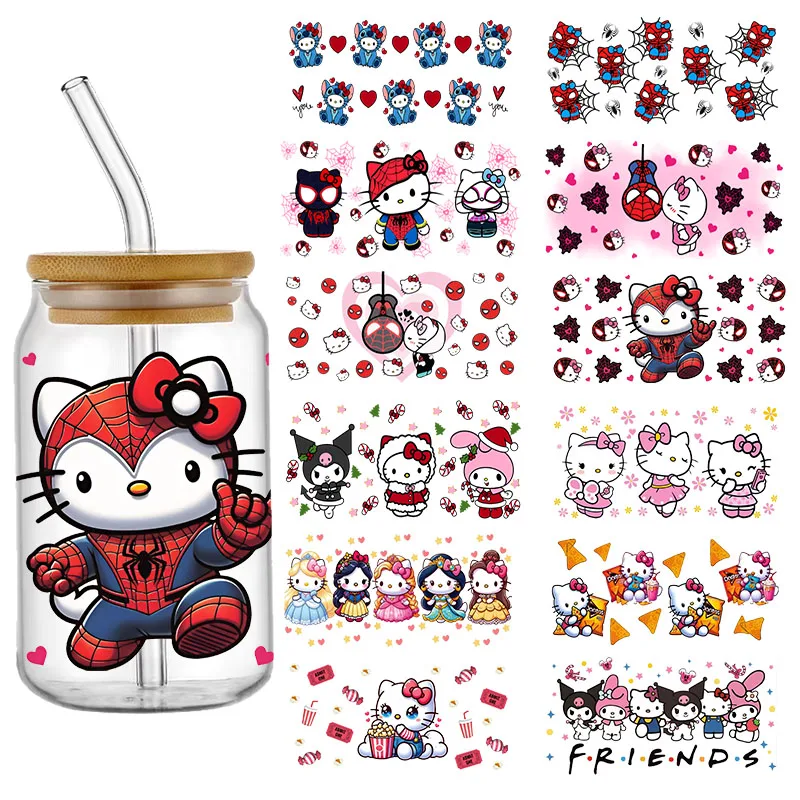 Sanurgente Hello Kitty Kuromi Disney Design UV DTF Sticker, 16oz Cup Glass Round Transfer Sticker, Label DIY Logo Auto-adhésif Sanurgente Hello Kitty Kuromi Disney Design UV DTF Sticker, 16oz Cup Glass Round Transfer Sticker, Label DIY Logo Auto-adhésif