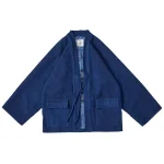 Tissu Kendo Sashiko épais teint par Indigo botanique fait à la main, vêtements de travail rétro japonais modifiés, vestes de Robe Samue Tissu Kendo Sashiko épais teint par Indigo botanique fait à la main, vêtements de travail rétro japonais modifiés, vestes de Robe Samue