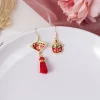 boucles d'oreilles chat porte bonheur pour filles, bijoux à la mode pour femmes, boucles d'oreilles à nœud chinois, style chinois