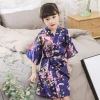 kimono en satin imprimé floral pour bébés filles, peignoir d'été, vêtements de nuit