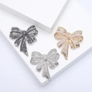 Broches Vintage à nœud papillon en perles et strass pour femmes, vêtements, manteau, Corsage, accessoires, cadeaux