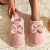 pantoufles à nœud pour femmes, légères, confortables et douces, pantoufles chaudes pour la maison, automne/hiver