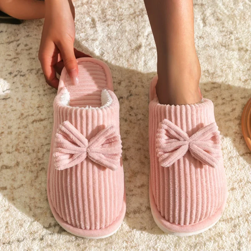 pantoufles à nœud pour femmes, légères, confortables et douces, pantoufles chaudes pour la maison, automne/hiver pantoufles à nœud pour femmes, légères, confortables et douces, pantoufles chaudes pour la maison, automne/hiver