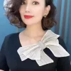 col brodé fleur nœud tridimensionnel pour vêtements pour femmes, patch de décoration de robe, accessoires de revers de corsage