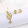nouveau à la mode créatif ovale st. jude zircone ensemble de bijoux collier boucles d'oreilles classique pour bijoux religieux accessoires pour hommes femmes