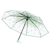 parapluie transparent pour femmes, pliable, design marguerite, coupe vent, imperméable, portable, mignon, fleur, pvc, pour filles