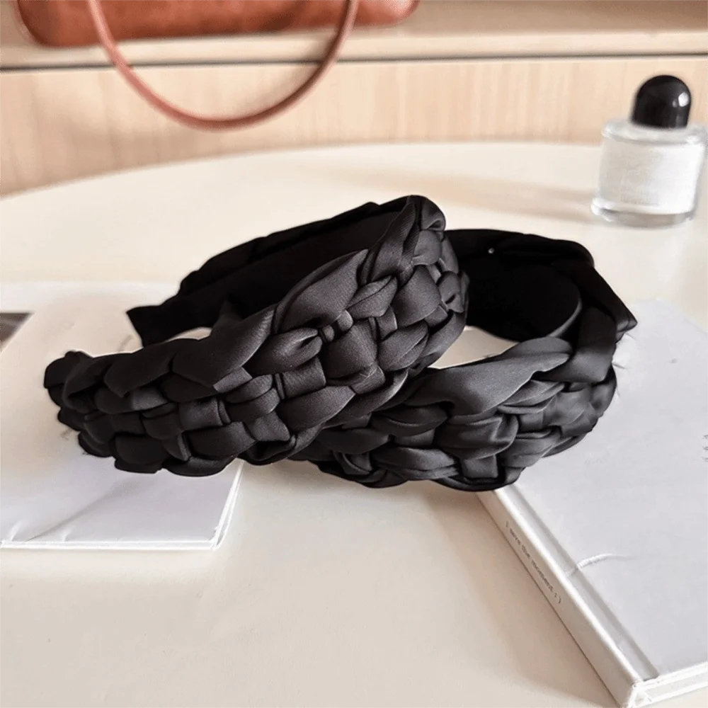 mode satin tressé bandeau rembourré design épaissi noir bandeau large style coréen femmes tête cerceau cheveux accessoires mode satin tressé bandeau rembourré design épaissi noir bandeau large style coréen femmes tête cerceau cheveux accessoires