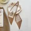 foulard en soie série couleur chair kaki de haute qualité, bandeau pour cheveux, ruban noué, long nœud, ruban en satin vintage, accessoires pour cheveux