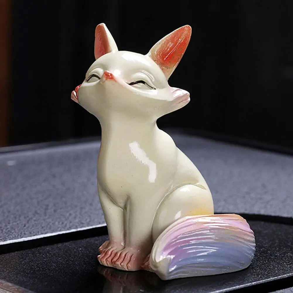 accessoires de cérémonie du thé, nouveau renard à couleur changeante, ornements pour animaux de compagnie, maison créative, petit renard, jeu de thé, figurines de bureau, décoration accessoires de cérémonie du thé, nouveau renard à couleur changeante, ornements pour animaux de compagnie, maison créative, petit renard, jeu de thé, figurines de bureau, décoration