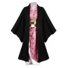 kimetsu no yaiba kamado nezuko anime cosplay costume, kimono demon slayer, perruques, cheveux, halloween, carnaval, tenue pour femme