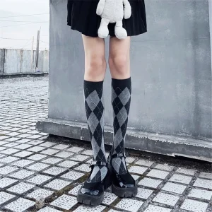 Chaussettes Hautes Japonaises en Coton pour Femme, à Carreaux, Chaudes, pour ixSв, Rue, Livraison Directe Chaussettes Hautes Japonaises en Coton pour Femme, à Carreaux, Chaudes, pour ixSв, Rue, Livraison Directe