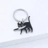 porte clés chat de dessin animé mignon, pendentif couteau chaton noir pour clés, sac, bijoux, vente en gros, cadeau porte clés animal