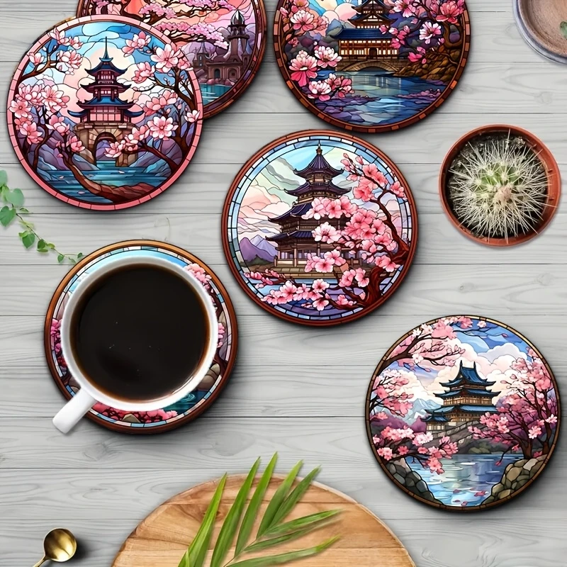 4 pouces style japonais kimono sakura architecture art 2d sous verres en bois salon de thé maison cafés restaurants décorer cadeaux de fête 4 pouces style japonais kimono sakura architecture art 2d sous verres en bois salon de thé maison cafés restaurants décorer cadeaux de fête