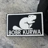 Bobr Kurwa – patchs brodés à crochet et boucle pour vêtements, autocollants décoratifs pour sac à dos, emblème de moral tactique militaire