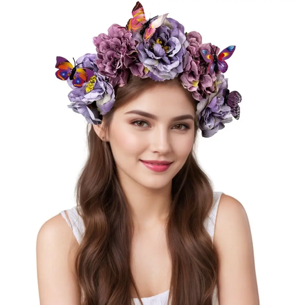bandeau à fleurs bohème tendance, faux floral, style ethnique, couronne florale, cerceau pour cheveux, fête de mariage, cosplay, bandeau féerique bandeau à fleurs bohème tendance, faux floral, style ethnique, couronne florale, cerceau pour cheveux, fête de mariage, cosplay, bandeau féerique