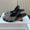 piste chaîne perle sandales à talons compensés femmes pompes bout rond style étrange sangle arrière sandalias été mode robe de soirée chaussures