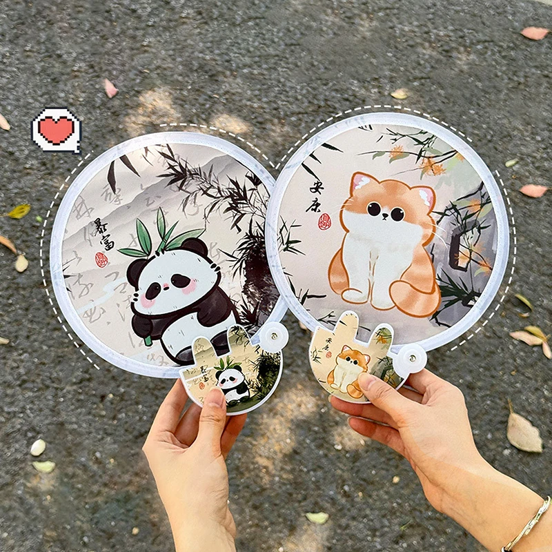 ventilateur pliant adapté aux enfants, disque d'été portable et frais, ventilateur en tissu de poche kawaii de dessin animé mignon ventilateur pliant adapté aux enfants, disque d'été portable et frais, ventilateur en tissu de poche kawaii de dessin animé mignon