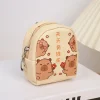 Mignon petit Capybara porte-monnaie Pu japonais dessin animé en cuir portefeuille fermeture éclair étanche écouteur sac de rangement Shool Mignon petit Capybara porte-monnaie Pu japonais dessin animé en cuir portefeuille fermeture éclair étanche écouteur sac de rangement Shool