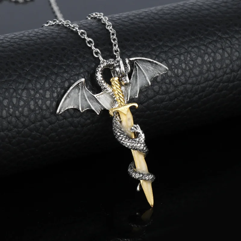 collier pendentif dragon shoous steampunk vintage pour femmes et hommes, clavicule animale, bijoux de poule, lueur dans le noir, jopunk collier pendentif dragon shoous steampunk vintage pour femmes et hommes, clavicule animale, bijoux de poule, lueur dans le noir, jopunk