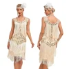 robe vintage à paillettes perlées pour femmes, robes évasées des années 30, robe de rhet de mariage, grand cou, franges perlées, glands à la mode, années 1920
