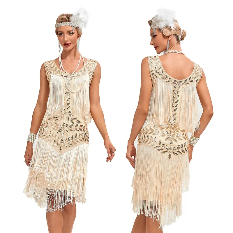 robe vintage à paillettes perlées pour femmes, robes évasées des années 30, robe de rhet de mariage, grand cou, franges perlées, glands à la mode, années 1920 robe vintage à paillettes perlées pour femmes, robes évasées des années 30, robe de rhet de mariage, grand cou, franges perlées, glands à la mode, années 1920