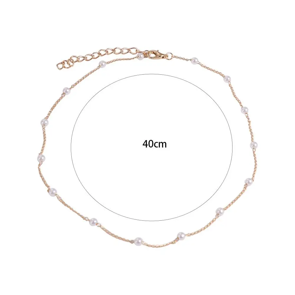 chaîne de cou couleur or pour femmes, style coréen, breloque pour fille, collier ras du cou en perles, chaîne de perles élégante, collier court de clavicule, cadeau chaîne de cou couleur or pour femmes, style coréen, breloque pour fille, collier ras du cou en perles, chaîne de perles élégante, collier court de clavicule, cadeau