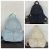 sac à main à nœud de style coréen, sac à dos en nylon de couleur unie, grande capacité, sac à bandoulière froissé, voyage