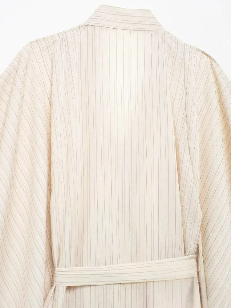 kondala vintage chic femmes robe rayé ample col en v ceintures à lacets longue robe kimono nouvelle mode 2024 automne robe ample kondala vintage chic femmes robe rayé ample col en v ceintures à lacets longue robe kimono nouvelle mode 2024 automne robe ample