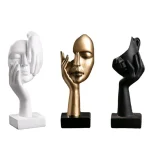 Statue abstraite en résine nordique, ornements de bureau, Sculpture, visage, personnage léger, artisanat d&rsquo;art de luxe, décoration de bureau et de maison