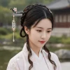 Épingle à cheveux rétro en bois de santal, pompon, épingle à cheveux de style chinois, accessoires pour cheveux de fille de style ancien, couvre chef hanfu pour femmes