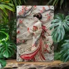 Art mural en aluminium Geisha japonais, signe en métal gaufré 3D, décor de style vintage pour le salon, affiche murale décorative
