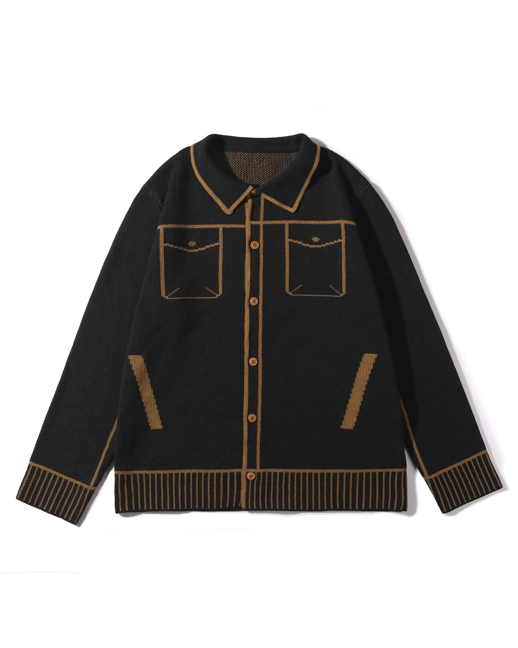 cardigan ouvert confortable pour hommes, tricot décontracté avec fausse poche, pull à la mode, automne hiver cardigan ouvert confortable pour hommes, tricot décontracté avec fausse poche, pull à la mode, automne hiver