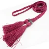 ceinture à pampilles tissées de style chinois tressé pour femmes, ulde taille, nœud coloré décoré, robe féminine, accessoires de manteau, jofemale