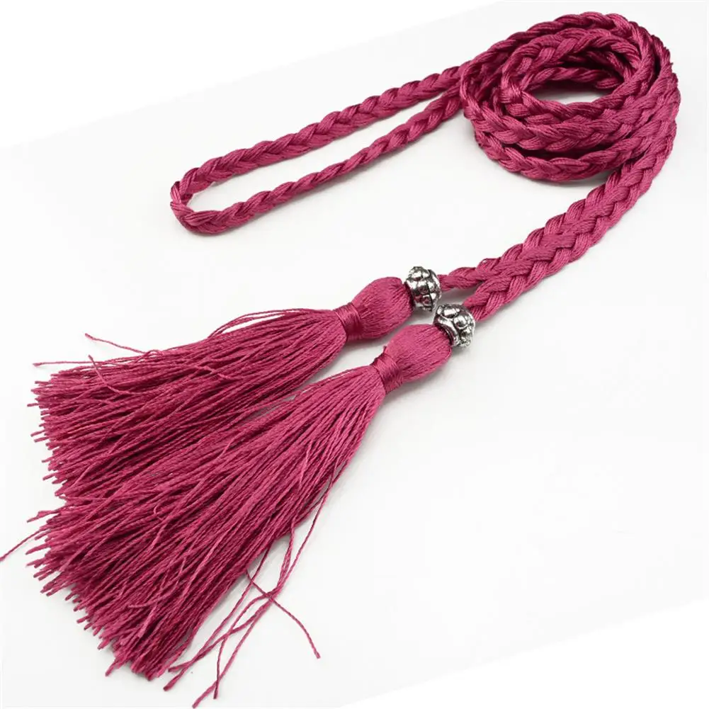ceinture à pampilles tissées de style chinois tressé pour femmes, ulde taille, nœud coloré décoré, robe féminine, accessoires de manteau, jofemale ceinture à pampilles tissées de style chinois tressé pour femmes, ulde taille, nœud coloré décoré, robe féminine, accessoires de manteau, jofemale