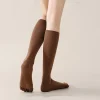 chaussettes longues antidérapantes simples à cinq doigts, harajuku, couleur unie, chaussettes à bout fendu, bonneterie à bout séparé, bas à mi tube pour femmes et filles