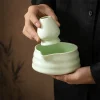 Bol Matcha japonais traditionnel et porte-fouet, bol à thé avec bec verseur pour Table de bureau, cérémonie du thé, cadeau de fête, 1/2 pièces
