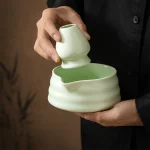 Bol Matcha japonais traditionnel et porte-fouet, bol à thé avec bec verseur pour Table de bureau, cérémonie du thé, cadeau de fête, 1/2 pièces Bol Matcha japonais traditionnel et porte-fouet, bol à thé avec bec verseur pour Table de bureau, cérémonie du thé, cadeau de fête, 1/2 pièces