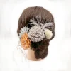 Épingle à cheveux hortensia japonaise, couvre chef, fleur, papillon fait à la main, pince à cheveux en tissu, glands de perles vintage, bâton de cheveux, accessoire kimono