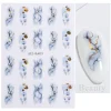 autocollants pour ongles 3d en marbre rose, étiquettes adhésives, motif aquarelle, fleurs, feuilles, art de manucure et de pédicure, lastz sj031