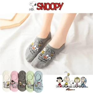 Snoopy chaussettes fille décontracté polyvalent tendance mode chaussettes invisibles dessin animé autour antidérapant mince respirant chaussettes femmes cadeau