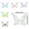ailes de princesse papillon dégradées scintillantes, ailes de papillon féeriques colorées en organza, sangles élastiques, ailes de cosplay faites à la main