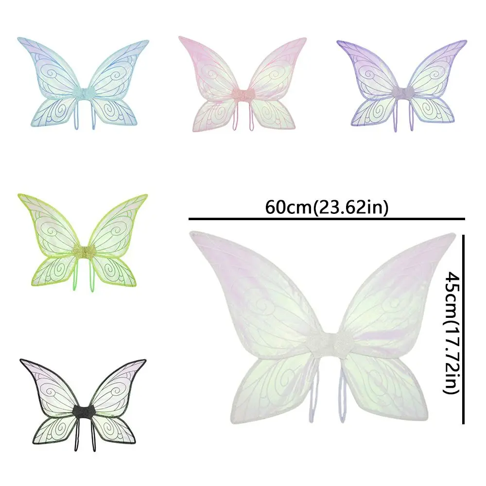 ailes de princesse papillon dégradées scintillantes, ailes de papillon féeriques colorées en organza, sangles élastiques, ailes de cosplay faites à la main ailes de princesse papillon dégradées scintillantes, ailes de papillon féeriques colorées en organza, sangles élastiques, ailes de cosplay faites à la main