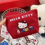 Sac de maquillage rouge de grande capacité pour femmes, nouvelle mode Kawaii, sac de rangement de voyage pour filles mignonnes, portefeuille zéro cadeaux, 2025