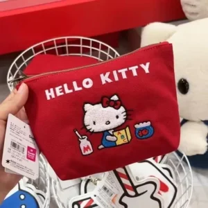 Sac de maquillage rouge de grande capacité pour femmes, nouvelle mode Kawaii, sac de rangement de voyage pour filles mignonnes, portefeuille zéro cadeaux, 2025