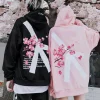 sweat à capuche gothique série sakura y2k pour hommes et femmes, vêtements hip hop avec lettres contre la guerre, graphique surdimensionné, veste décontractée