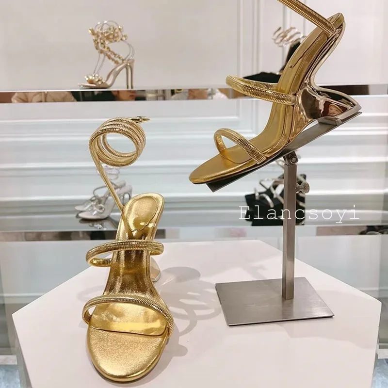 sandales à enroulement en forme de salle de rinçage pour femmes, chaussures à talons hauts, gladiateur, parker ouvert, robe de soirée, mode estivale, style étrange sandales à enroulement en forme de salle de rinçage pour femmes, chaussures à talons hauts, gladiateur, parker ouvert, robe de soirée, mode estivale, style étrange