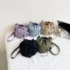 sac seau à cordon de serrage de style coréen, sac à bandoulière en nylon froissé de couleur unie, sac à bandoulière réglable de grande capacité
