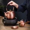 théière en cuivre rouge faite à la main pour cérémonie du thé chinois, service à thé kung fu pur, rétro, garder en bonne santé, bouilloire à thé