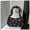Nouveau sac à fleurs esthétique à cordon de serrage, grande capacité, sangle plissée, sac sous les bras, sangle réglable, fermeture à glissière, sac Hobo Chic Nouveau sac à fleurs esthétique à cordon de serrage, grande capacité, sangle plissée, sac sous les bras, sangle réglable, fermeture à glissière, sac Hobo Chic